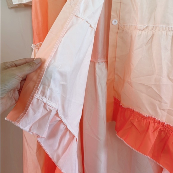 Boho High Low Button Ruffle Maxi Dress Cover Up - Picture 3 of 7